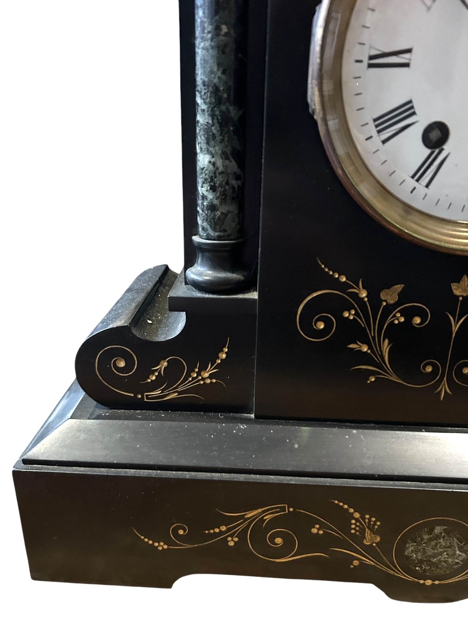Exquisite Large Monumental Antique Slate 8-Day Mantel Clock - Ca1880 - Image 7