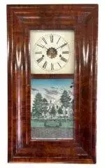 Splendid Antique American Reverse painted panel Wall Clock – ca 1880