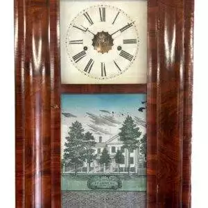 Splendid Antique American Reverse painted panel Wall Clock – ca 1880