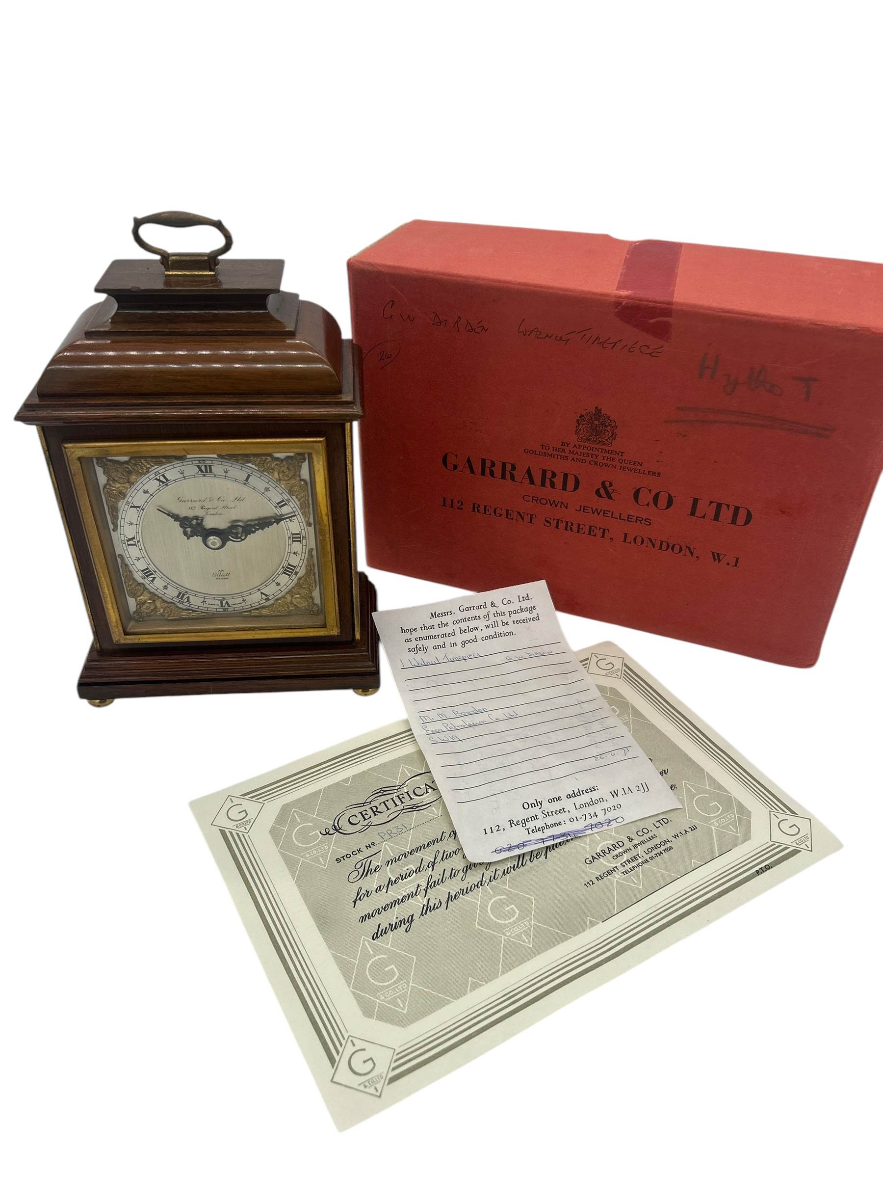 Lovely Elliot Walnut case Mantel Clock – 8 day garrard movement clock - Image 5