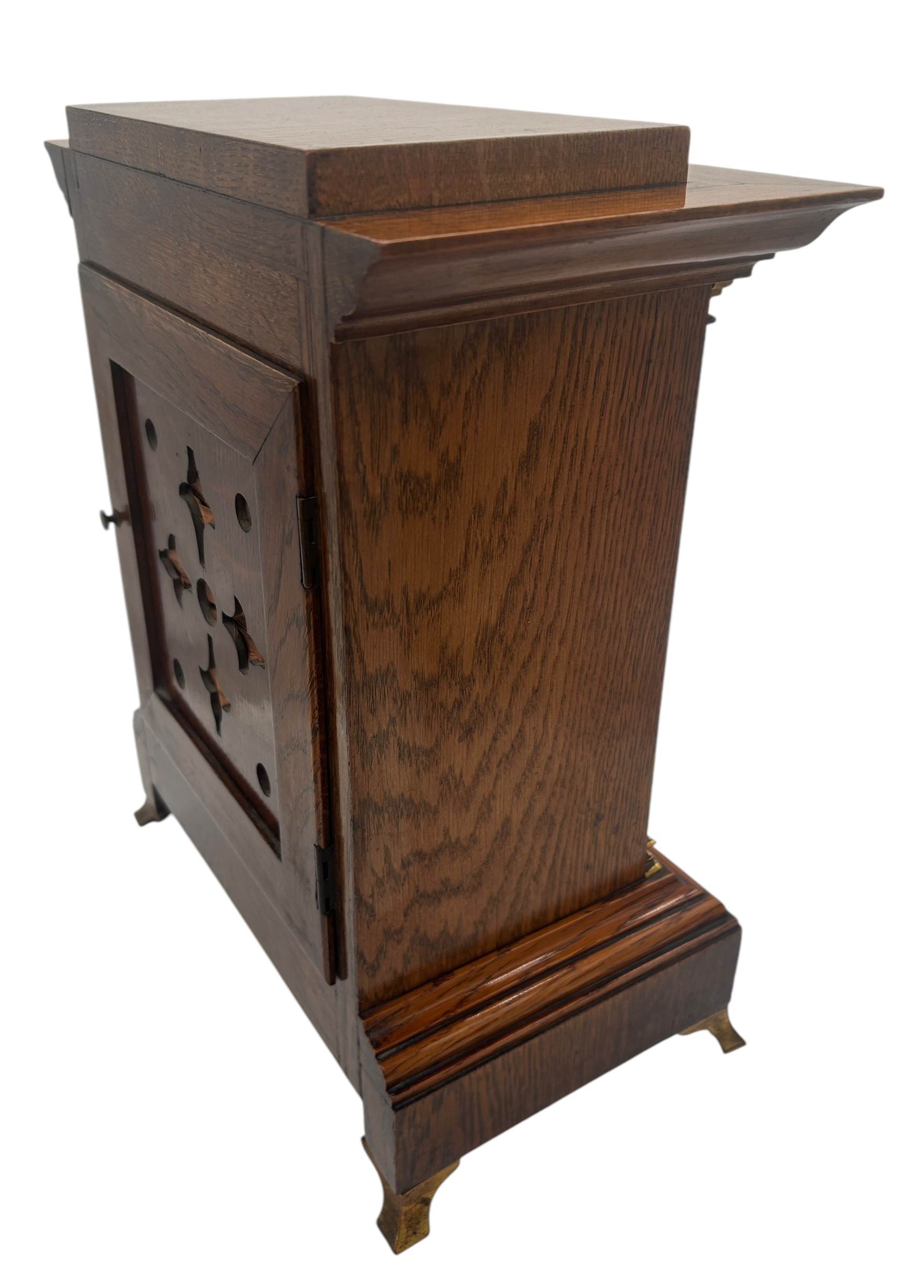 Fine 8-Day Lenzkirch Oak Case Architectural Mantel Clock - ca1900 - Image 7