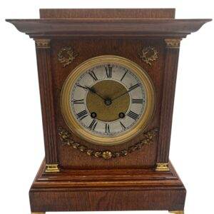 Fine 8-Day Lenzkirch Oak Case Architectural Mantel Clock - ca1900