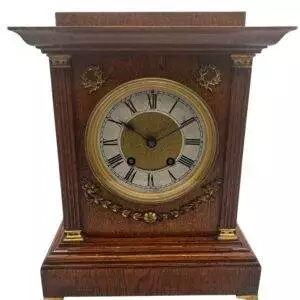 Fine 8-Day Lenzkirch Oak Case Architectural Mantel Clock - ca1900