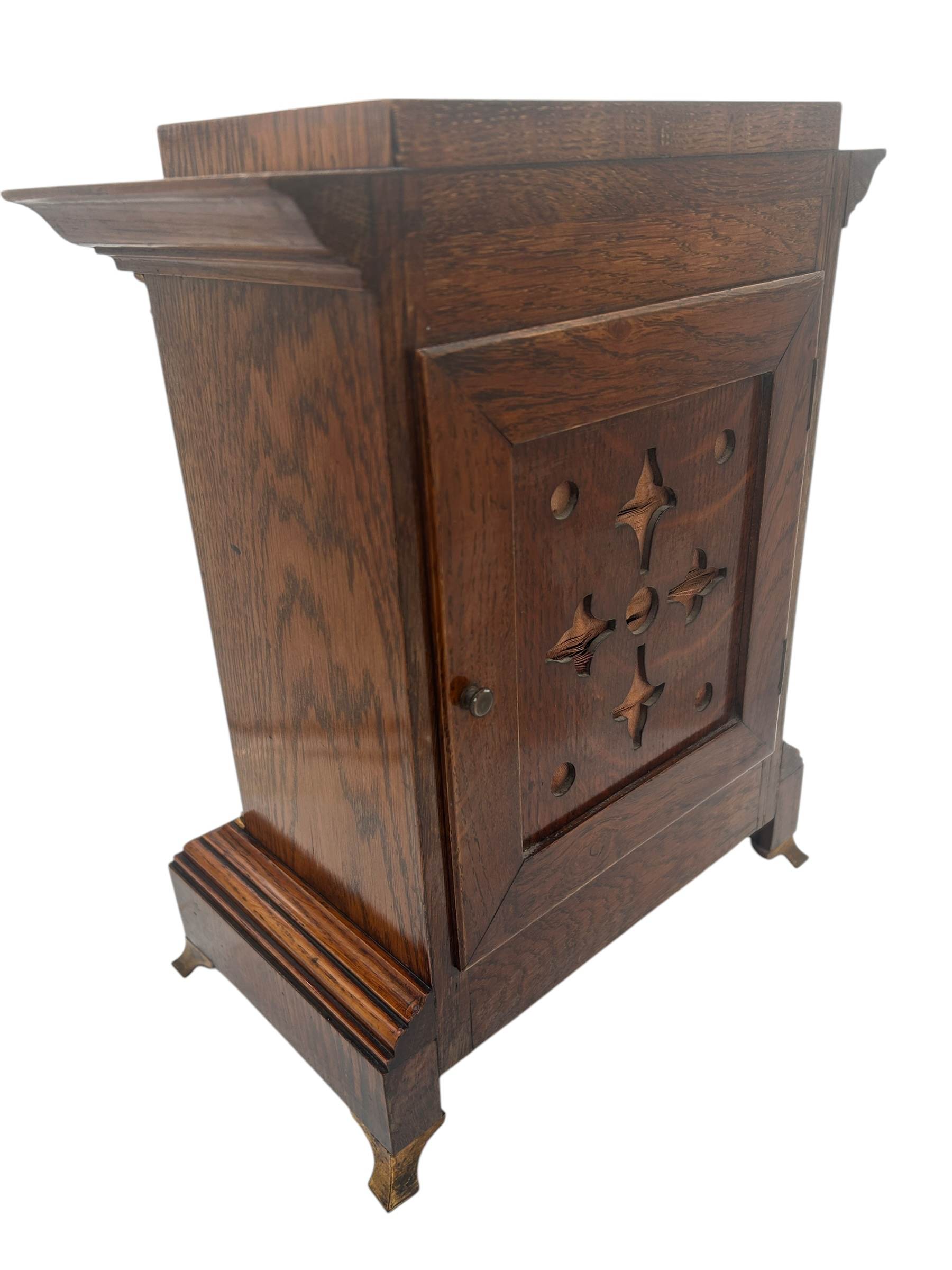 Fine 8-Day Lenzkirch Oak Case Architectural Mantel Clock - ca1900 - Image 5