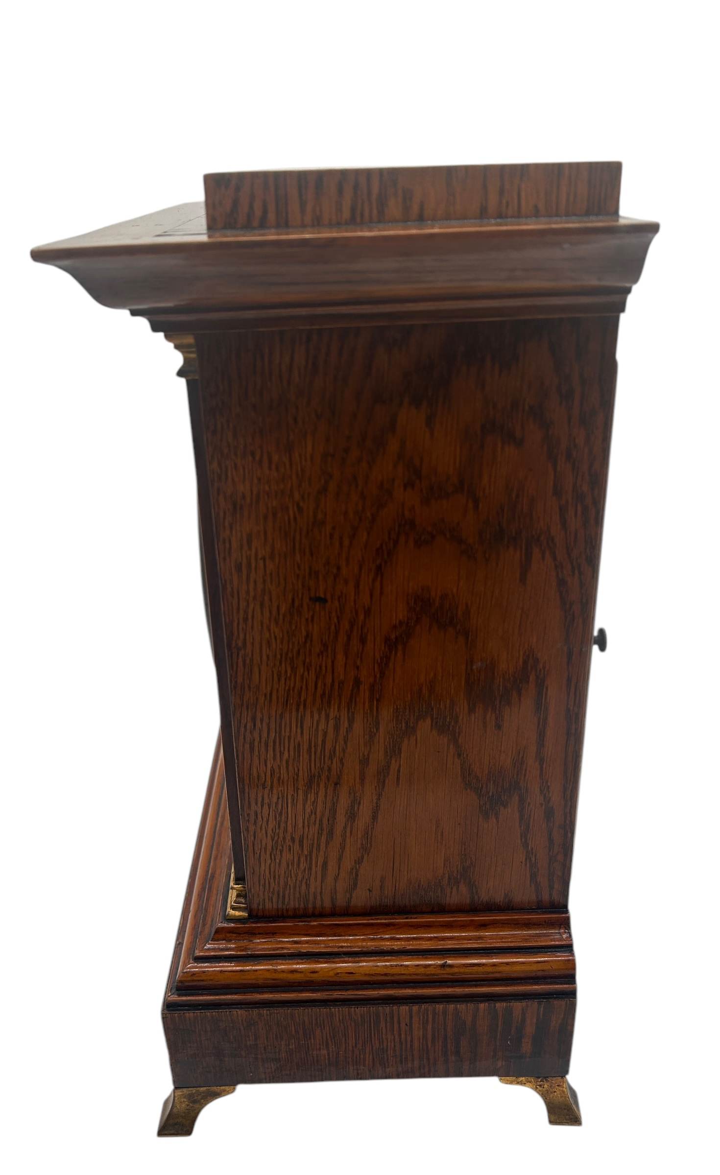 Fine 8-Day Lenzkirch Oak Case Architectural Mantel Clock - ca1900 - Image 4