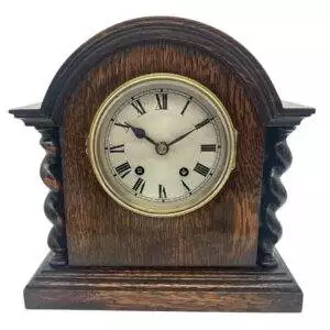 Lovely English Oak Case Astral Mantel Clock – 8 Day gong striking Clock