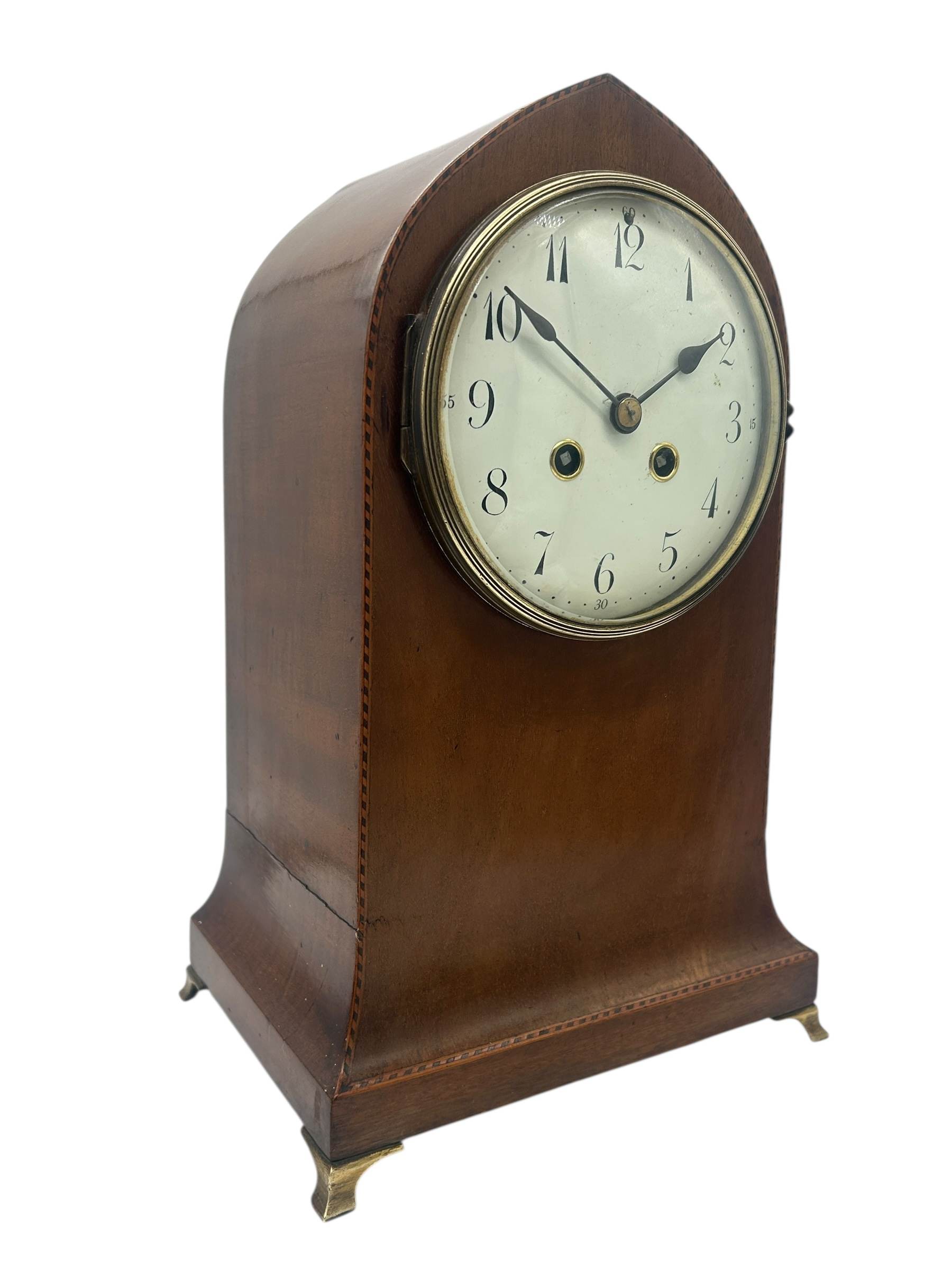 Antique 8 day inlaid case Mantel clock – ca 1905 - Image 3