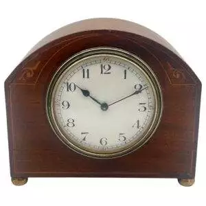 Charming Antique 8 day inlaid cased french Mantel clock – ca 1910