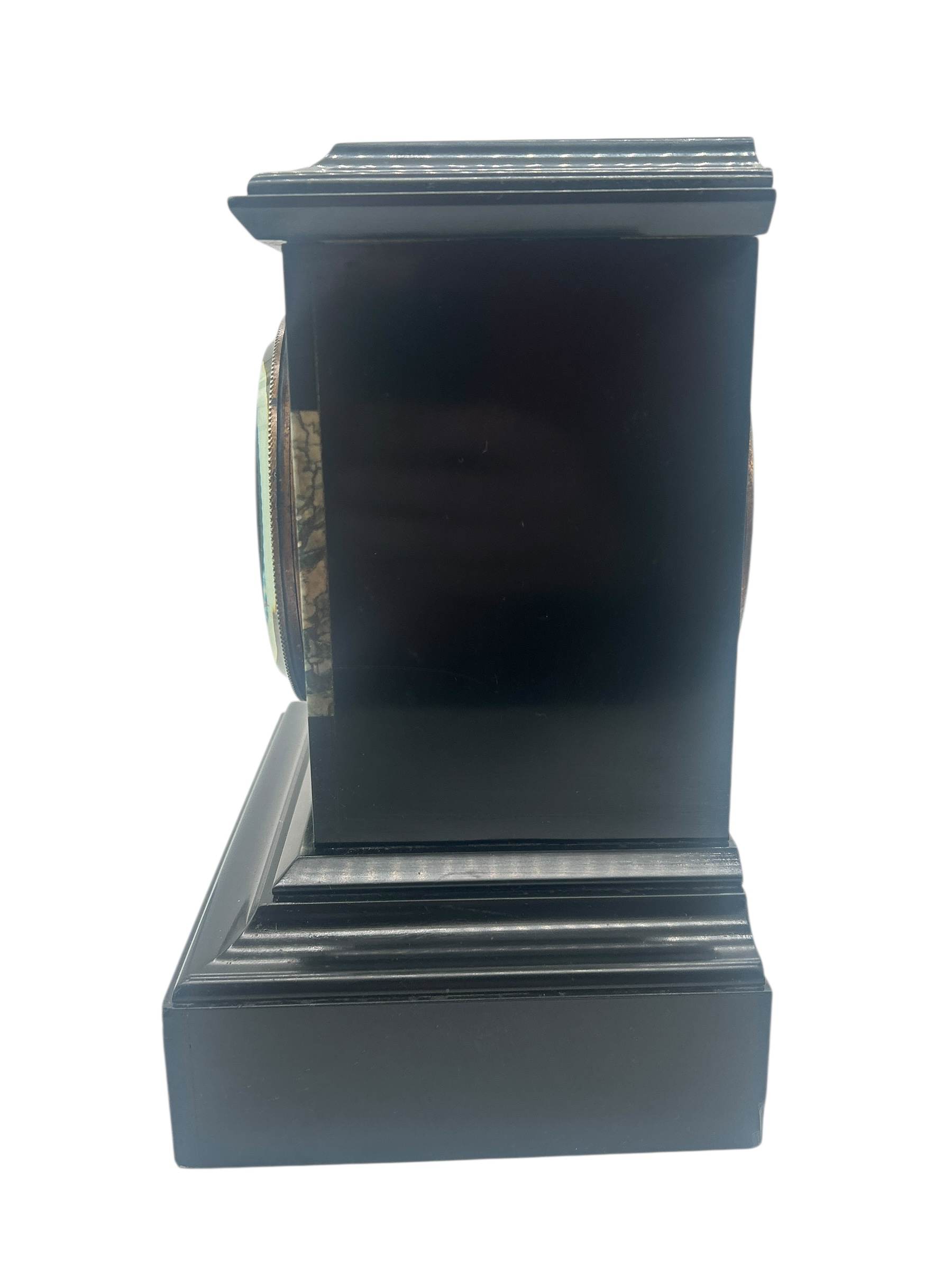 Incredible Antique Slate & Green Marble 8-Day Mantel Clock - C1870 - Image 5