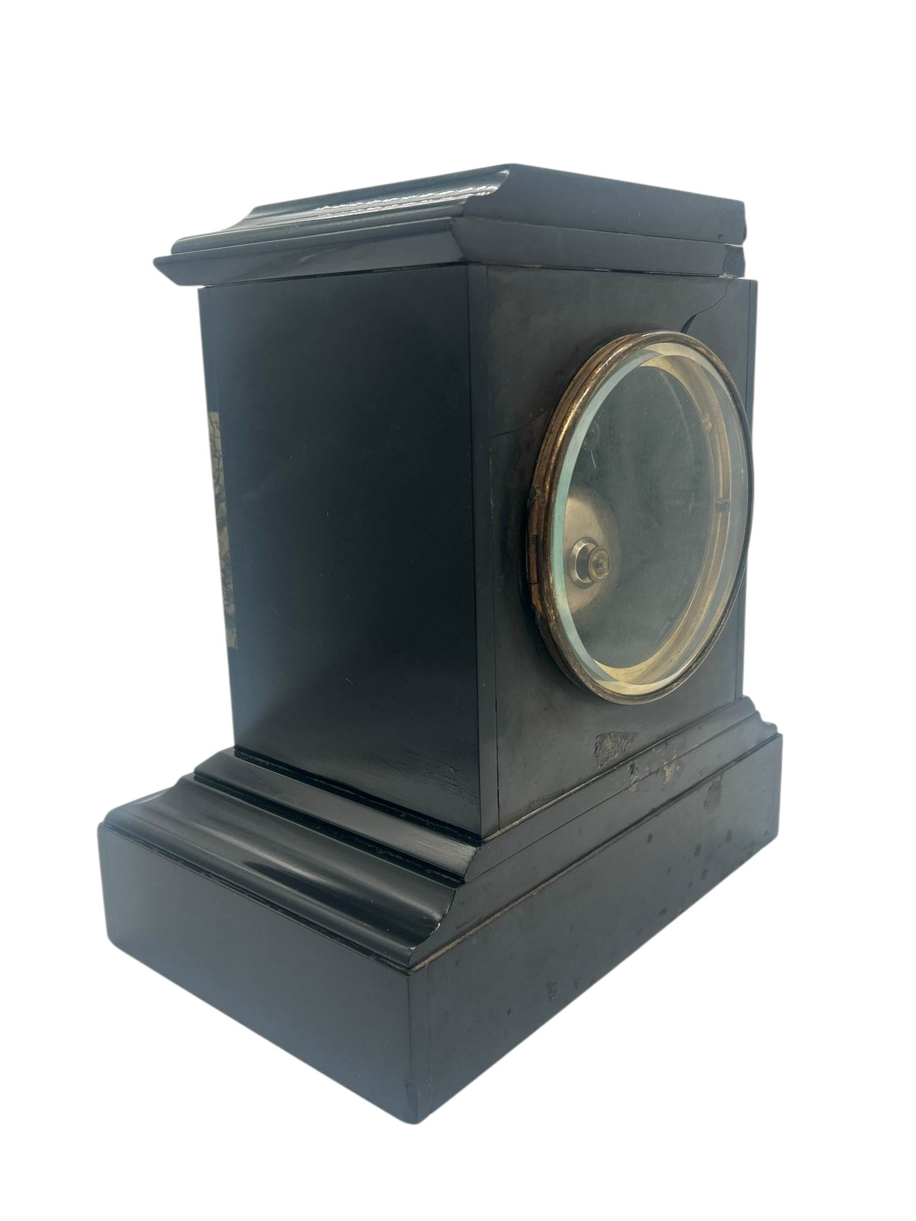 Incredible Antique Slate & Green Marble 8-Day Mantel Clock - C1870 - Image 7