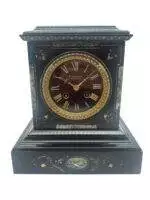 Incredible Antique Slate & Green Marble 8-Day Mantel Clock - C1870