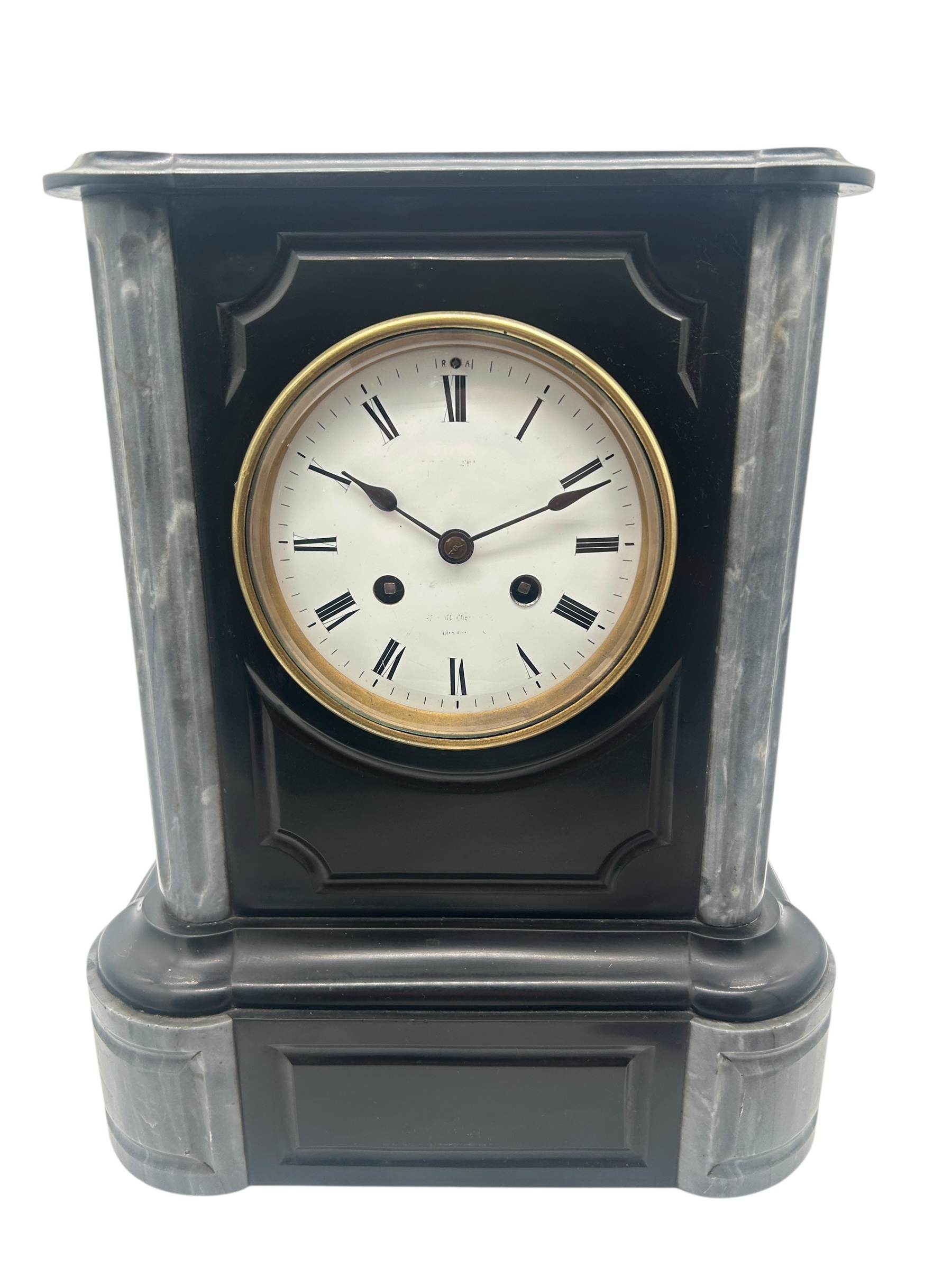 Lovely Slate & marble Mantel Clock – ca1880