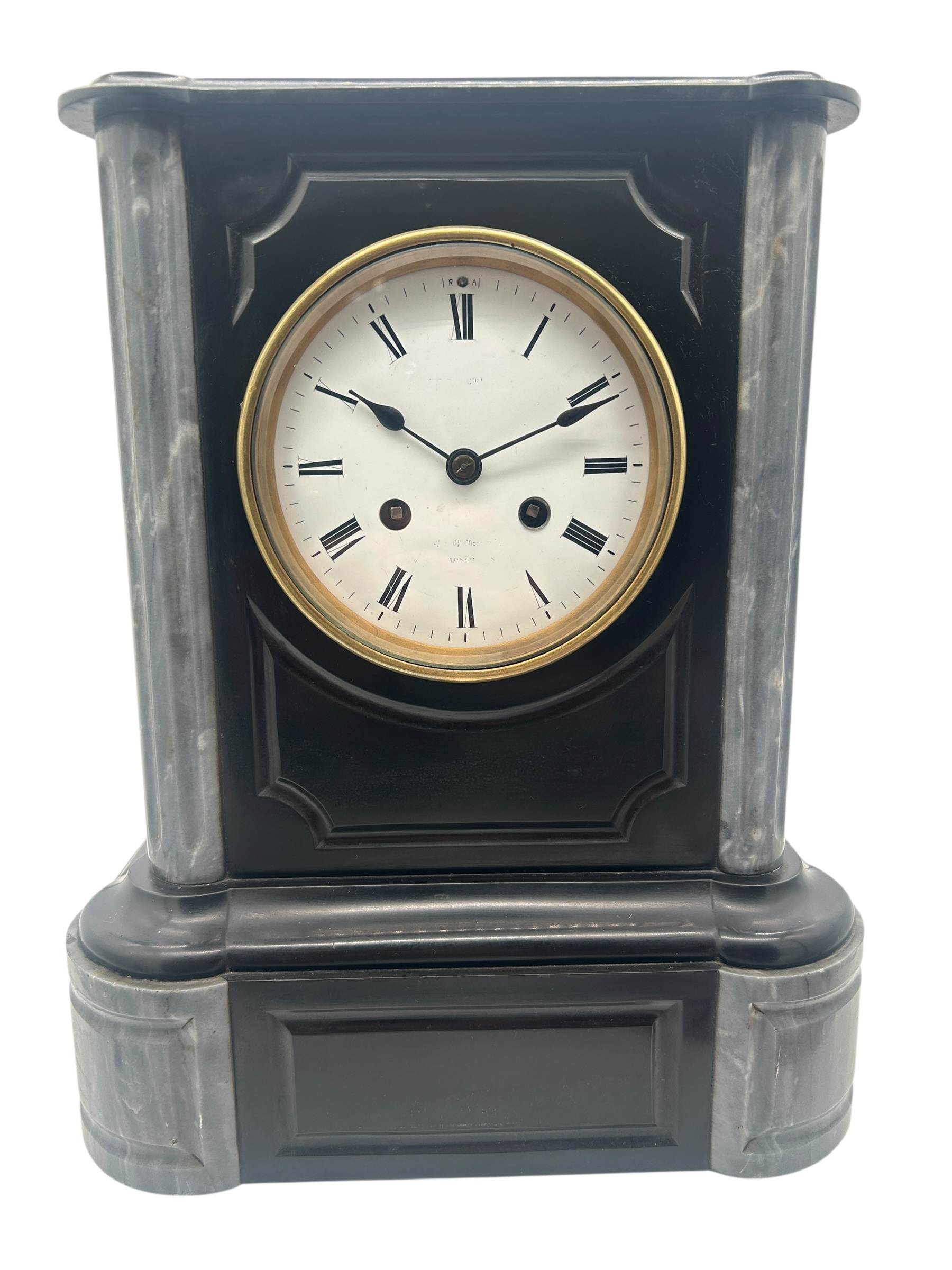 Lovely Slate & marble Mantel Clock – ca1880 - Image 2