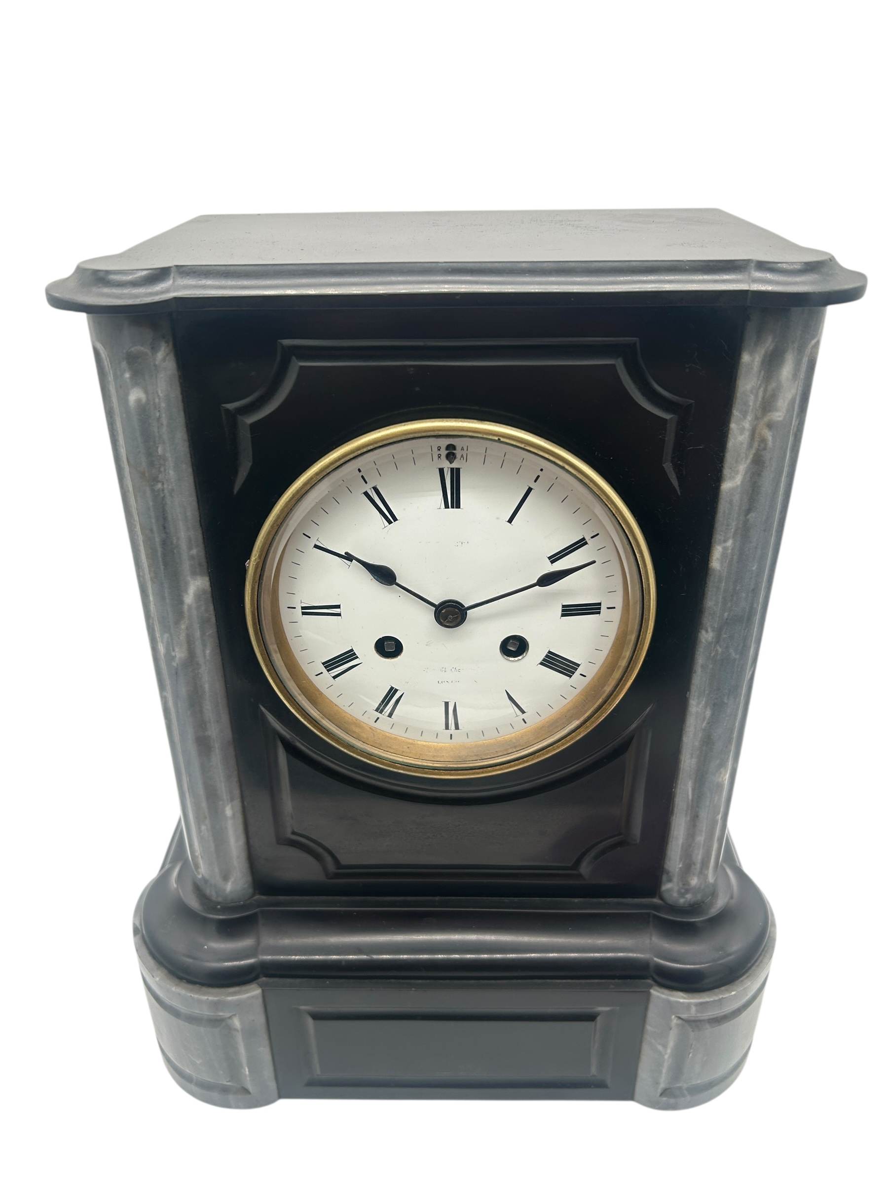 Lovely Slate & marble Mantel Clock – ca1880 - Image 3