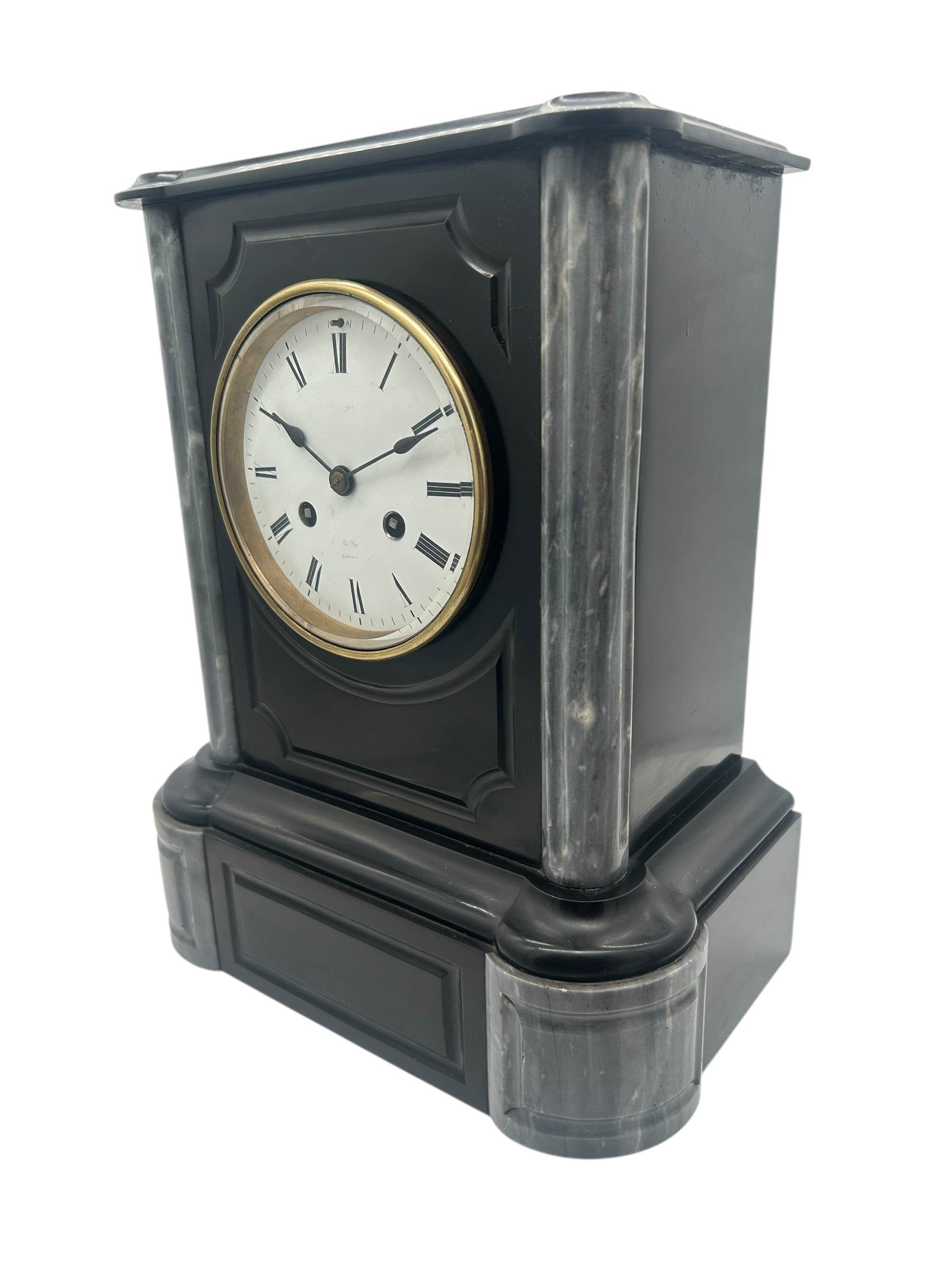 Lovely Slate & marble Mantel Clock – ca1880 - Image 4