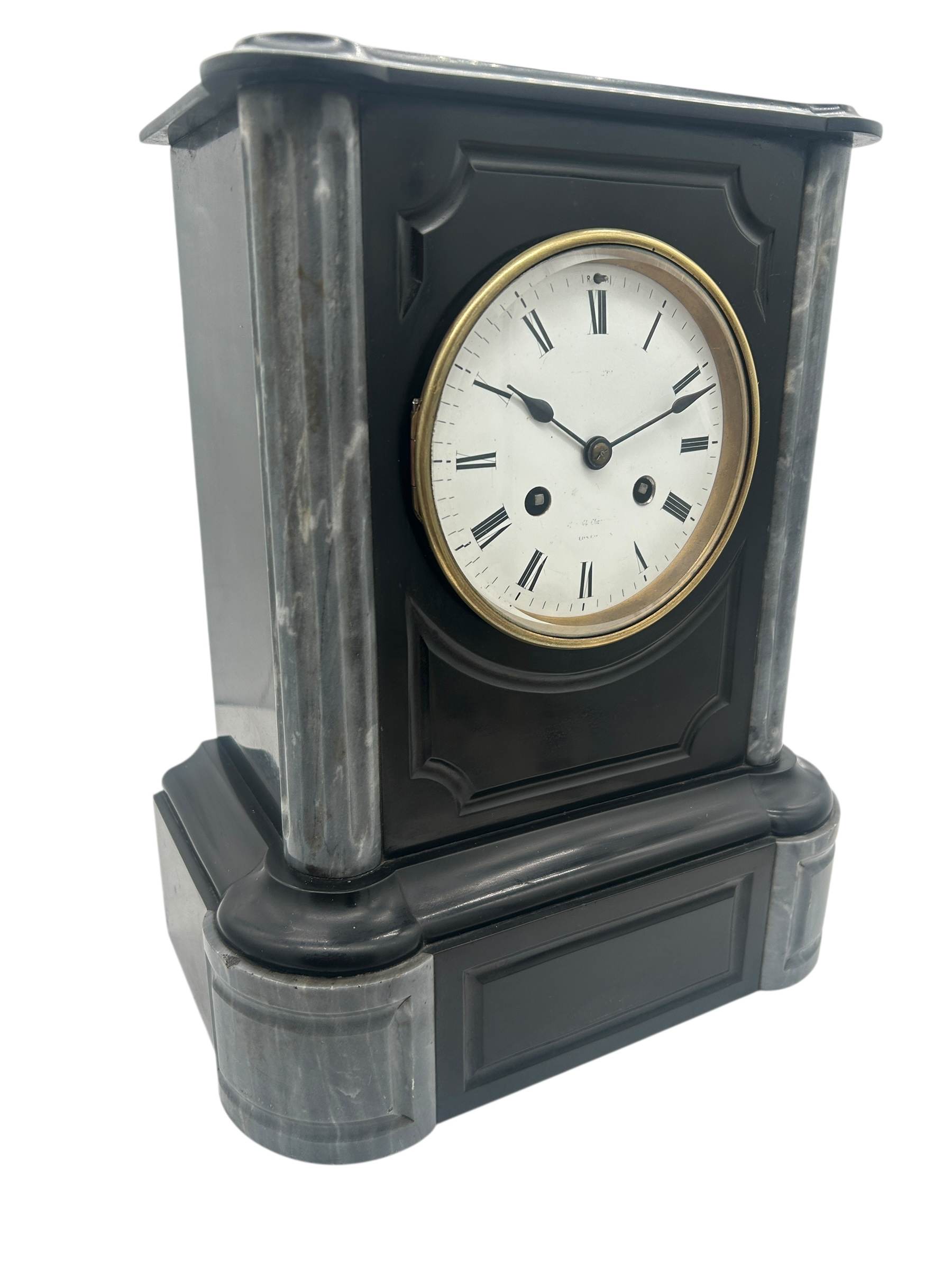 Lovely Slate & marble Mantel Clock – ca1880 - Image 5
