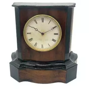Exquisite Antique Brevet walnut & Ebony 8 day Mantel Clock Circa 1850