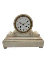Wonderful French White Alabaster Mantel clock – ca1870