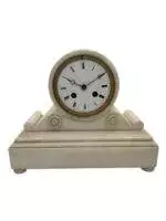 Wonderful French White Alabaster Mantel clock – ca1870