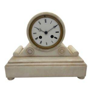 Wonderful French White Alabaster Mantel clock – ca1870