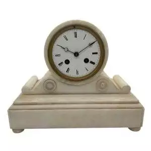 Wonderful French White Alabaster Mantel clock – ca1870