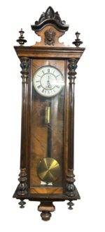 Wonderful Antique Walnut single Weight Vienna Regulator Wall Clock ca1880