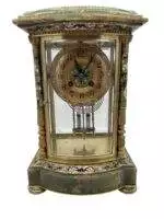 French Regulator 4 glass & green onyx champleve case Mantel clock – ca1880