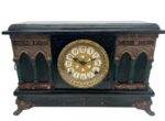 Stunning American Architectural gothic Faux Slate Mantel Clock - ca1900