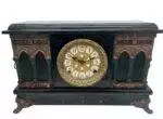 Stunning American Architectural gothic Faux Slate Mantel Clock - ca1900