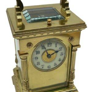Incredible Architectural Carriage Clock with Brass and Enamel Masked Dial – French 8-Day Gong Striking Carriage Clock with Repeat Feature.