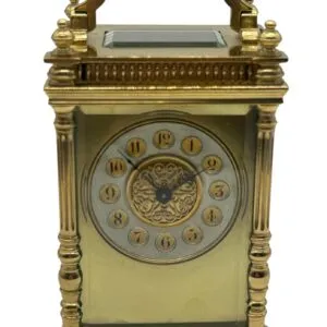 Wow, Superb Carriage Clock with fretwork decoration to all sides masked dial – French 8-Day Timepiece Movement.