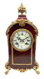 French shell mantel clock – Ormolu mounts Fruit Basket Finial Top Circa 1860