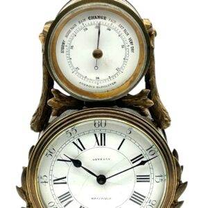 Rare Antique French Desk Clock – Combination Barometer & Mantel Clock Set C1870