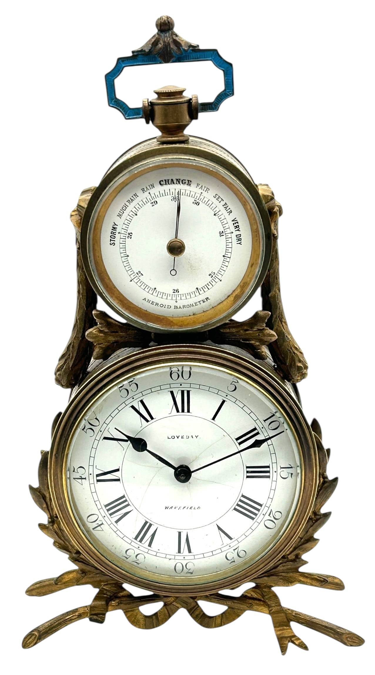 Rare Antique French Desk Clock – Combination Barometer & Mantel Clock Set C1870