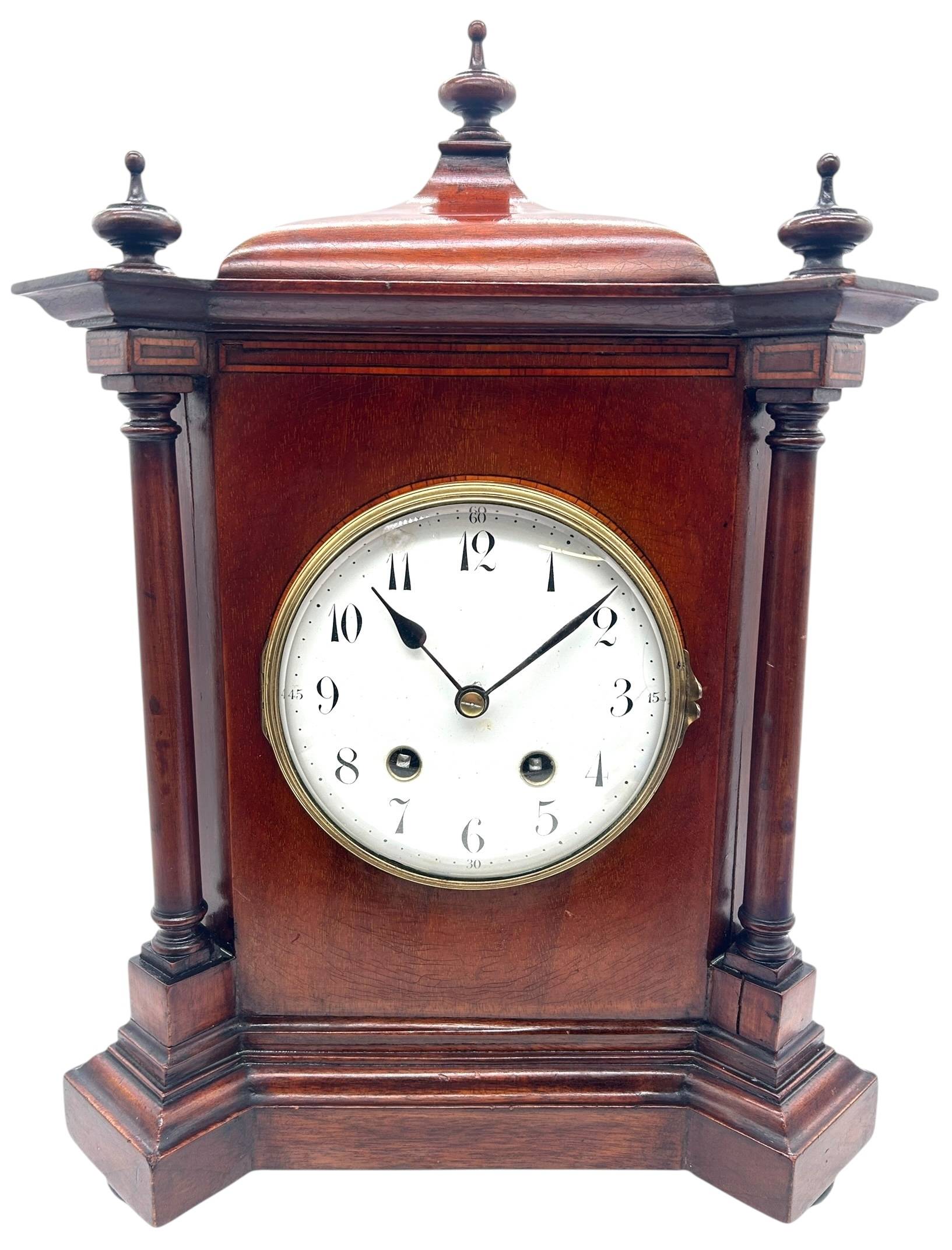Edwardian Mahogany Mantel Clock – 8 Day Striking Clock – Pagoda Top C1900