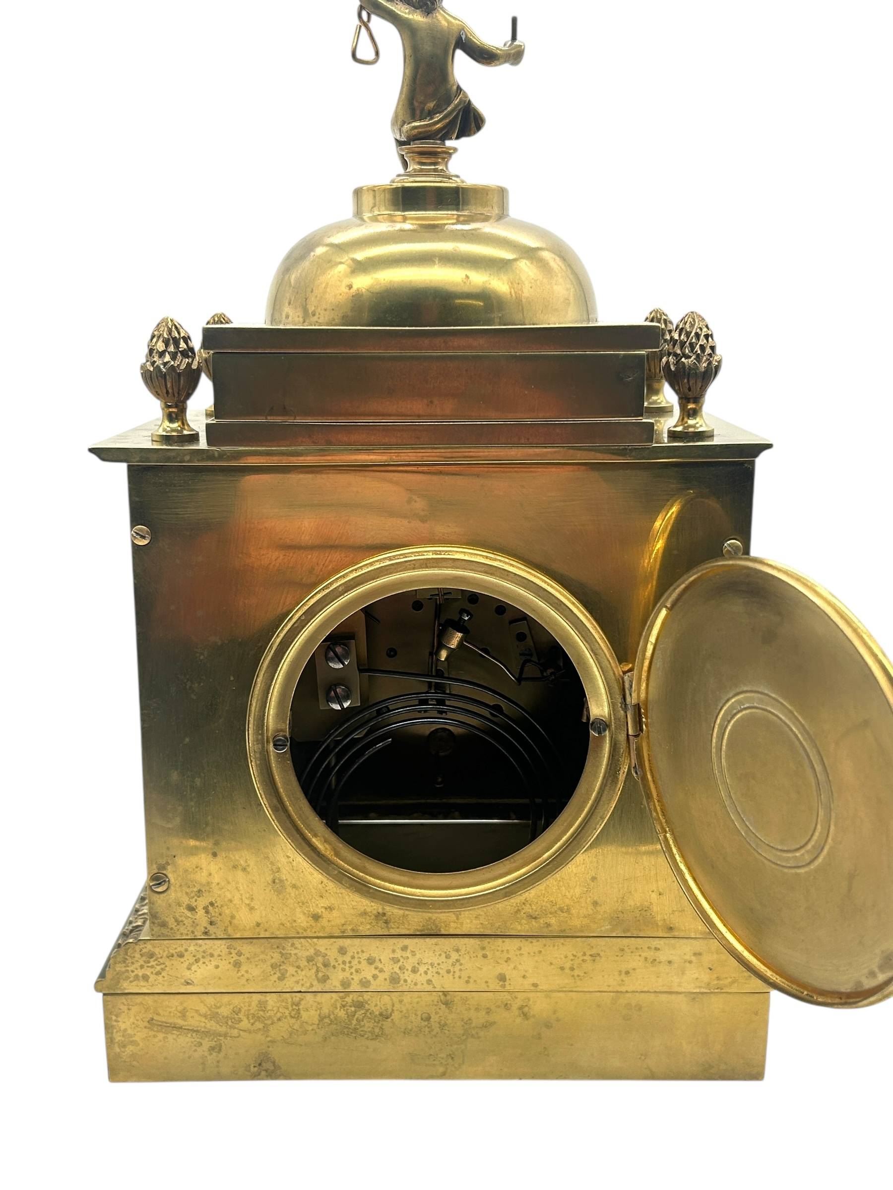 Solid Ormolu Bronze Mantel Clock – Gong Striking Mantel Clock – Cherub finial