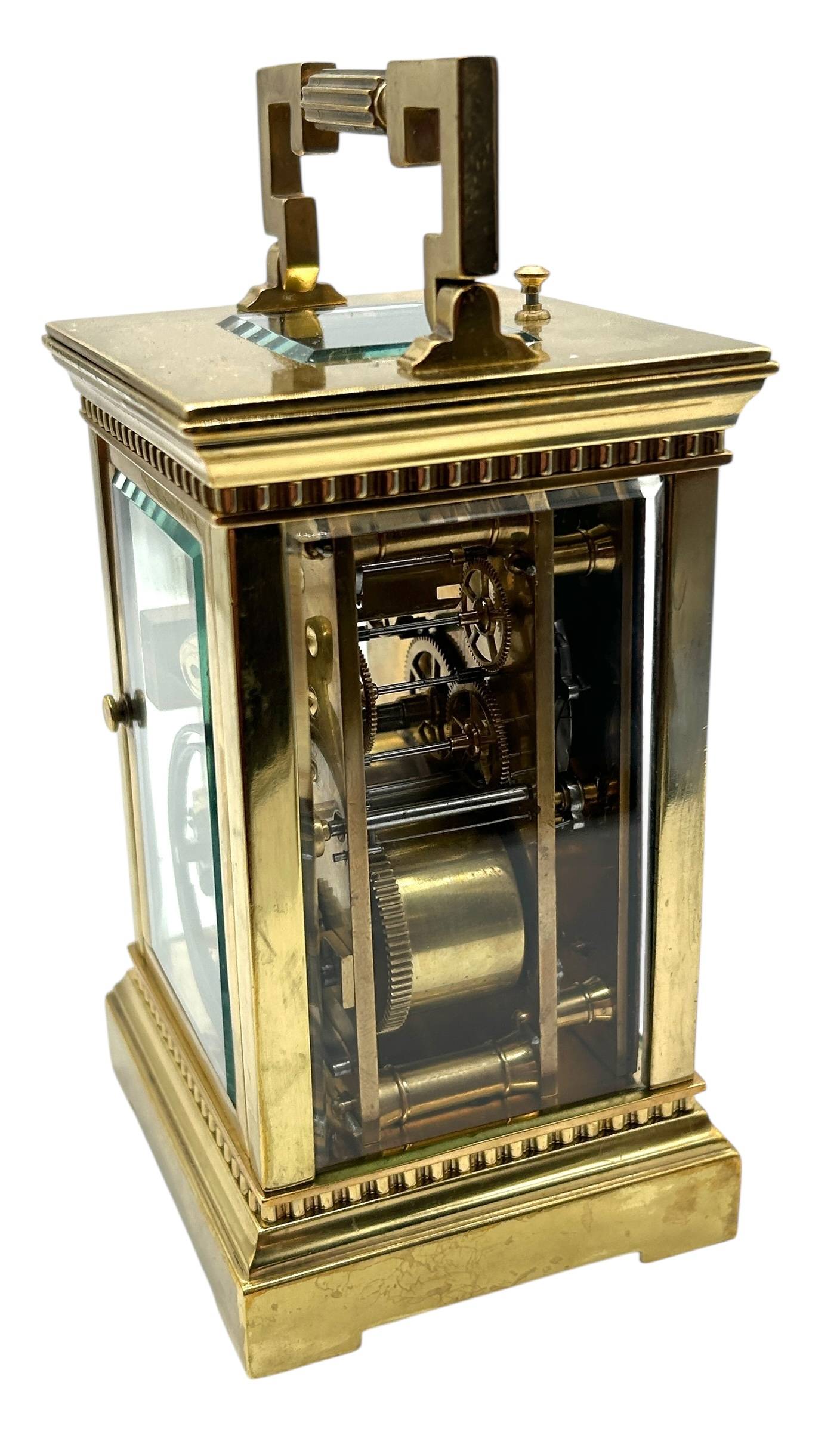 Antique French Repeater Carriage Clock – Enamelled Decoration 8 – Day Gong Striking Carriage C1890