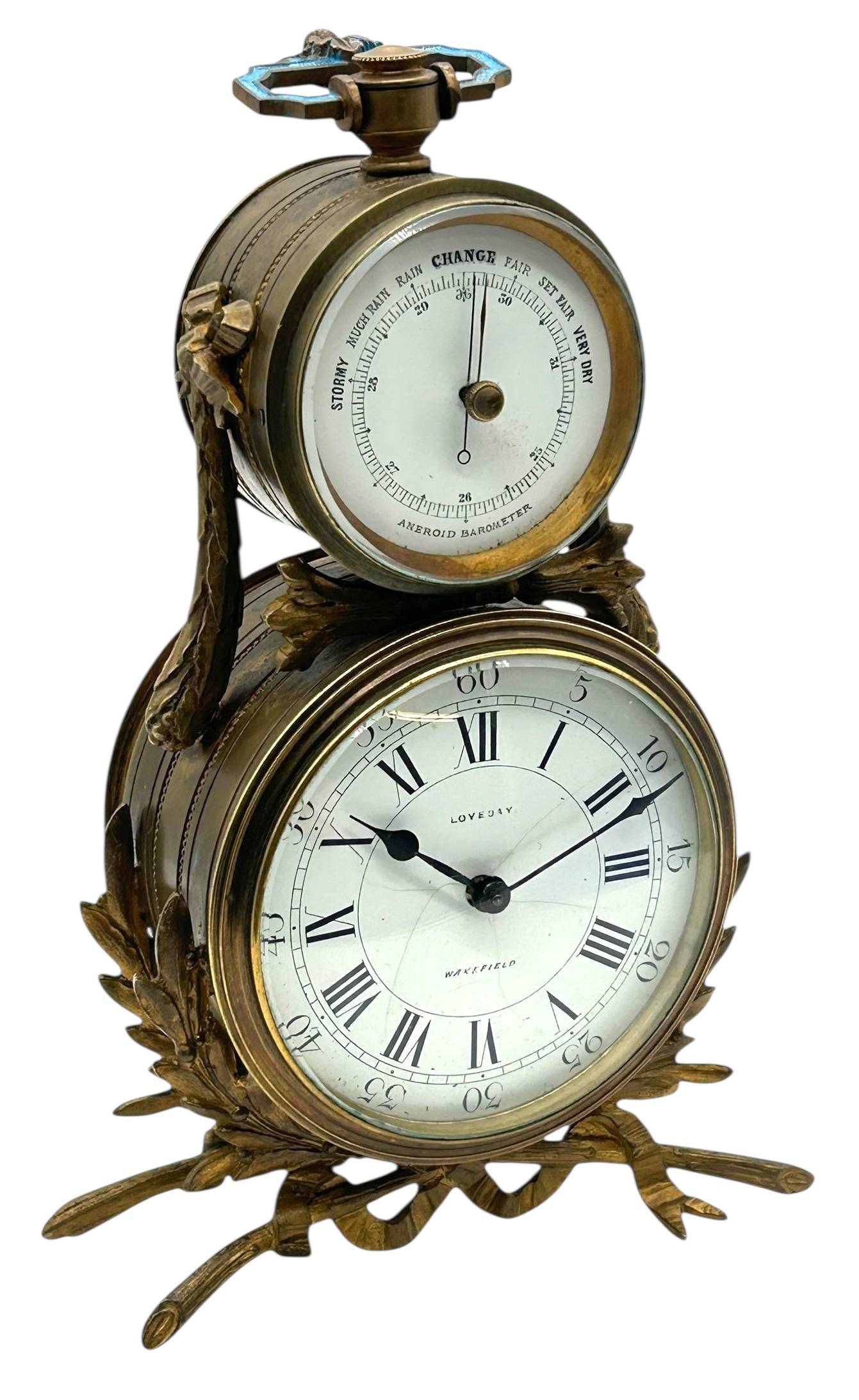 Rare Antique French Desk Clock – Combination Barometer & Mantel Clock Set C1870