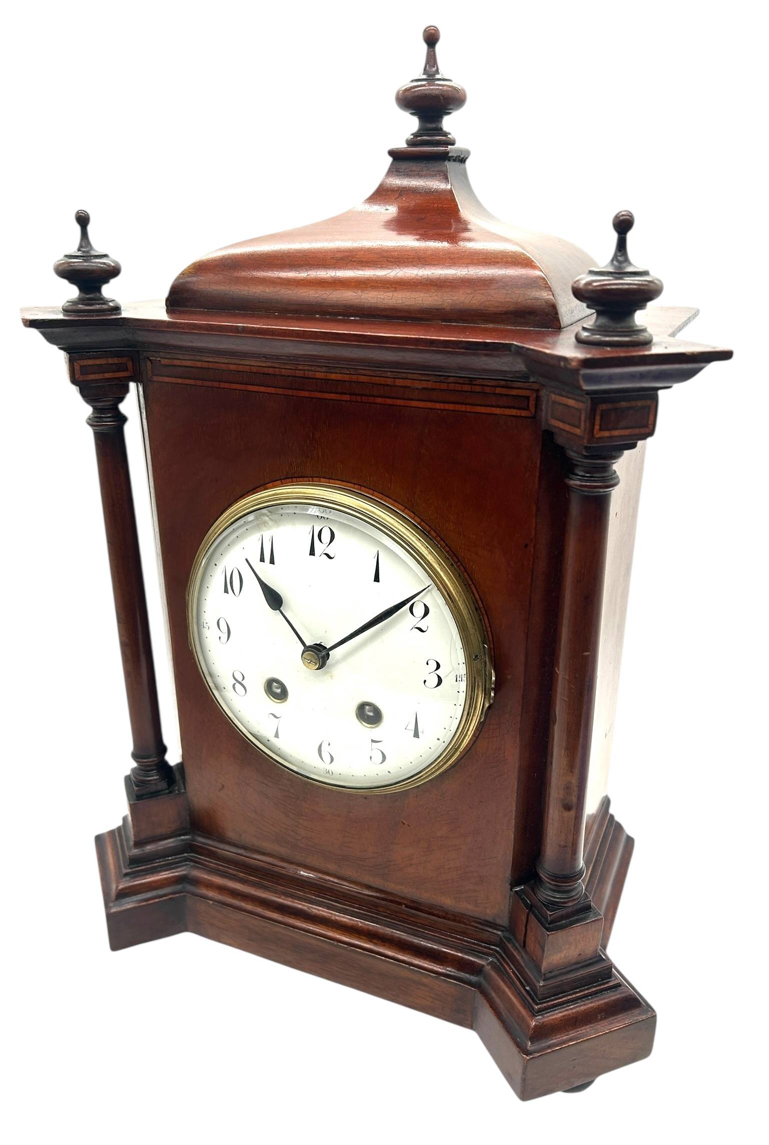 Edwardian Mahogany Mantel Clock – 8 Day Striking Clock – Pagoda Top C1900