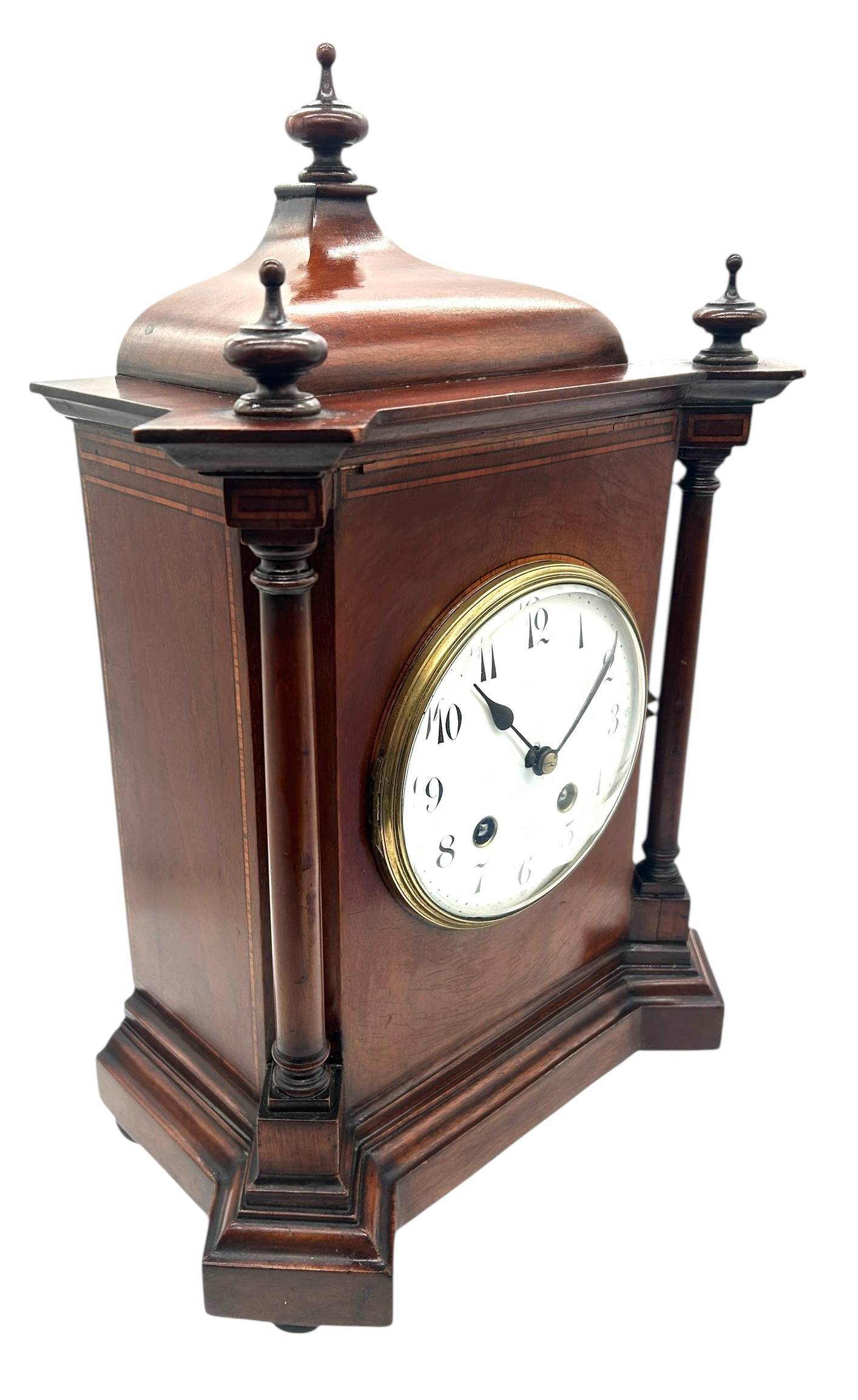 Edwardian Mahogany Mantel Clock – 8 Day Striking Clock – Pagoda Top C1900