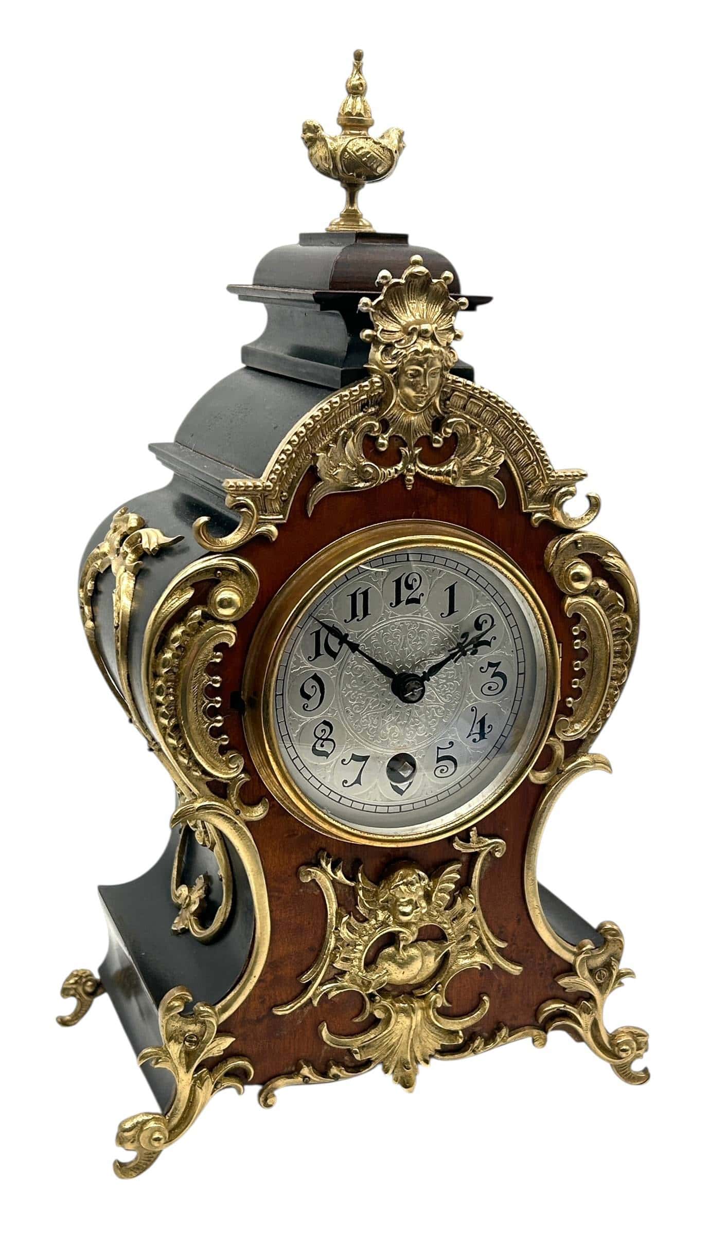 Incredible German Lenzkirch Mantel Clock, Ormolu Mounts Silver Dial