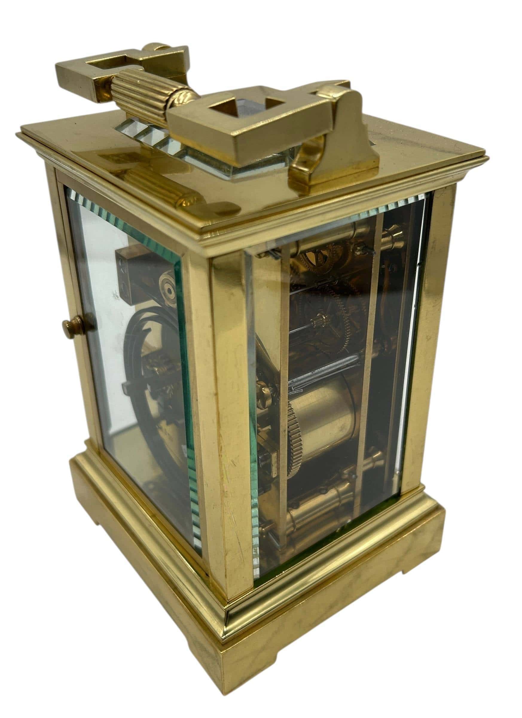 Victorian Mantel Clock Silver Masked Dial – French 8-Day Carriage Clock with Repeat Feature