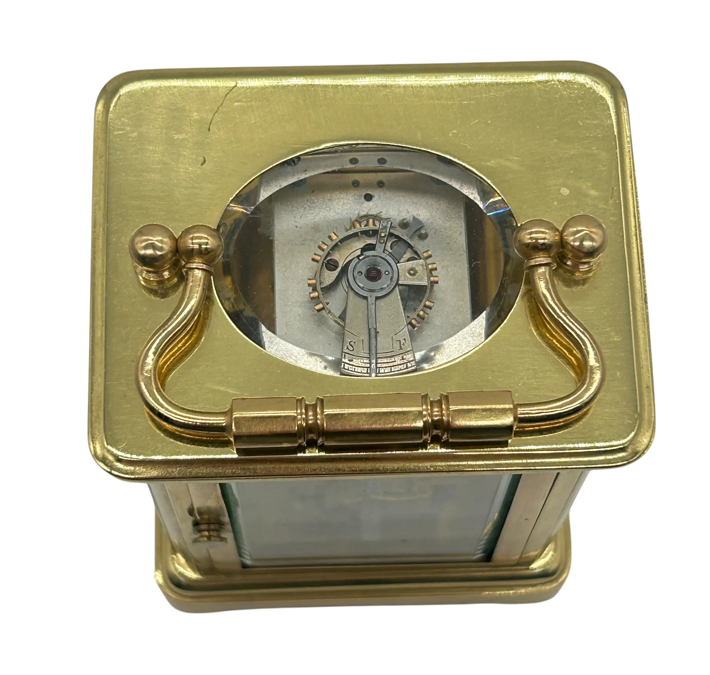 Classic Carriage Clock with Brass and Enamel Masked Dial – French 8-Day Timepiece Movement.