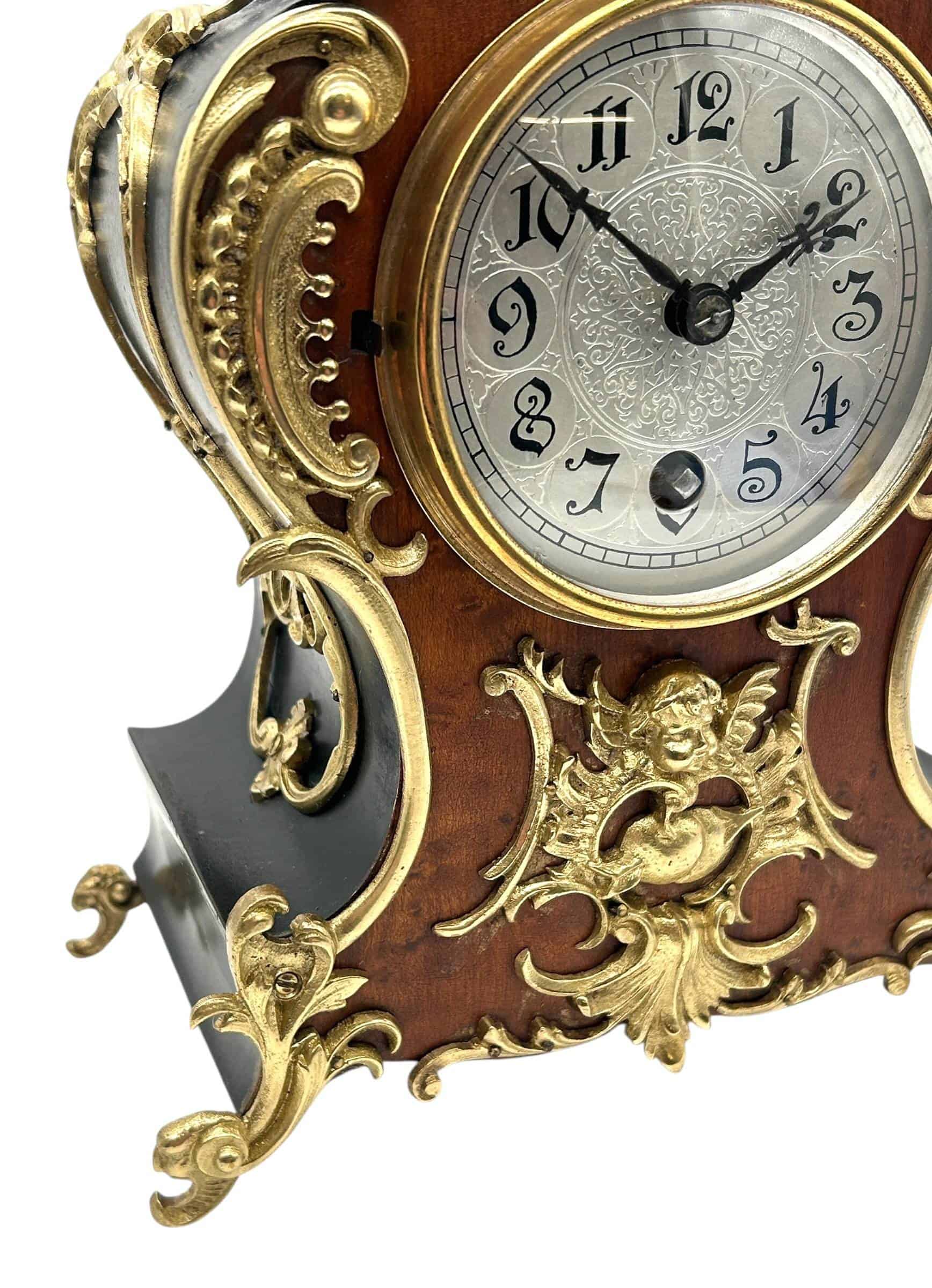 Incredible German Lenzkirch Mantel Clock, Ormolu Mounts Silver Dial
