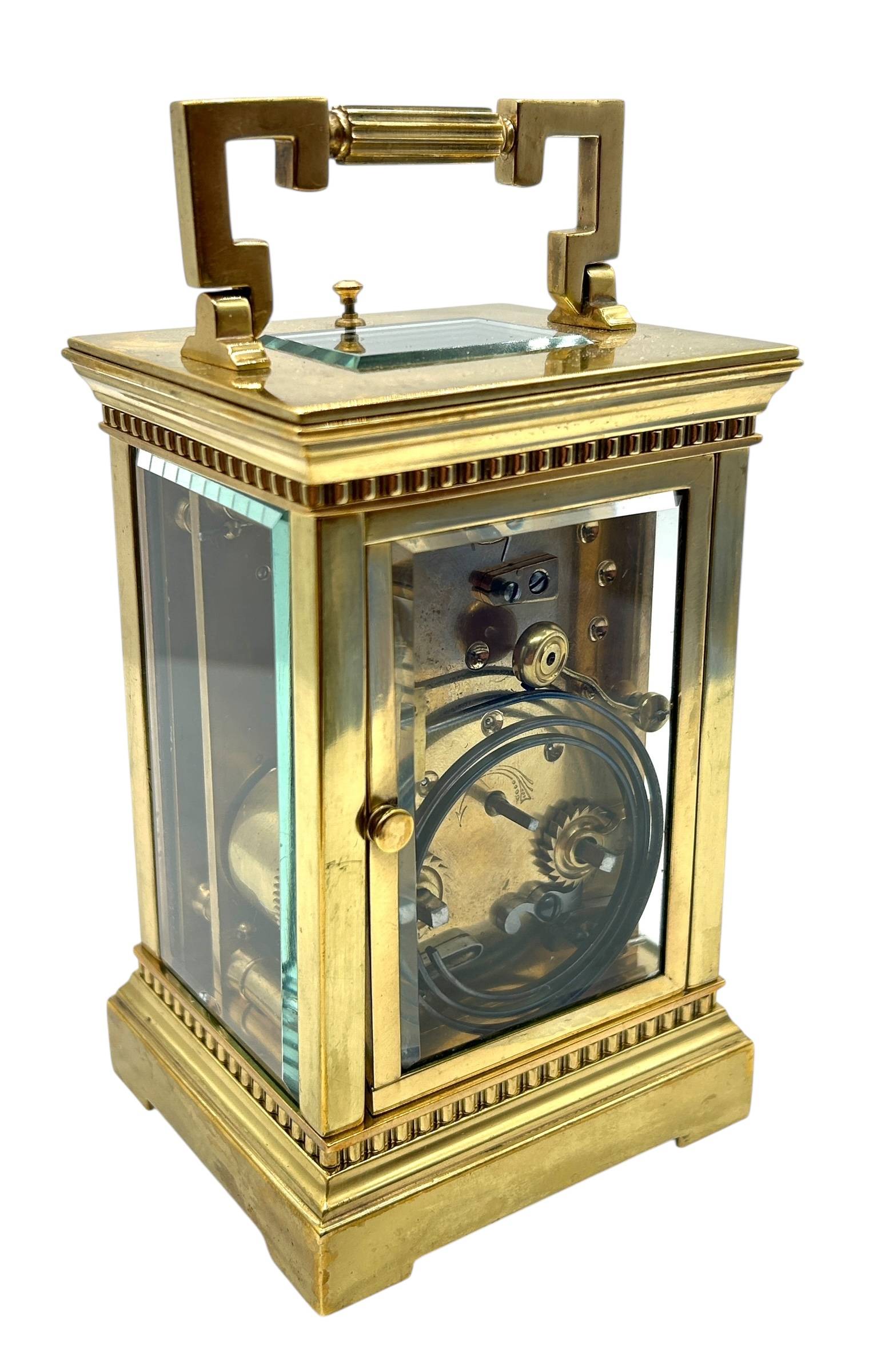 Antique French Repeater Carriage Clock – Enamelled Decoration 8 – Day Gong Striking Carriage C1890