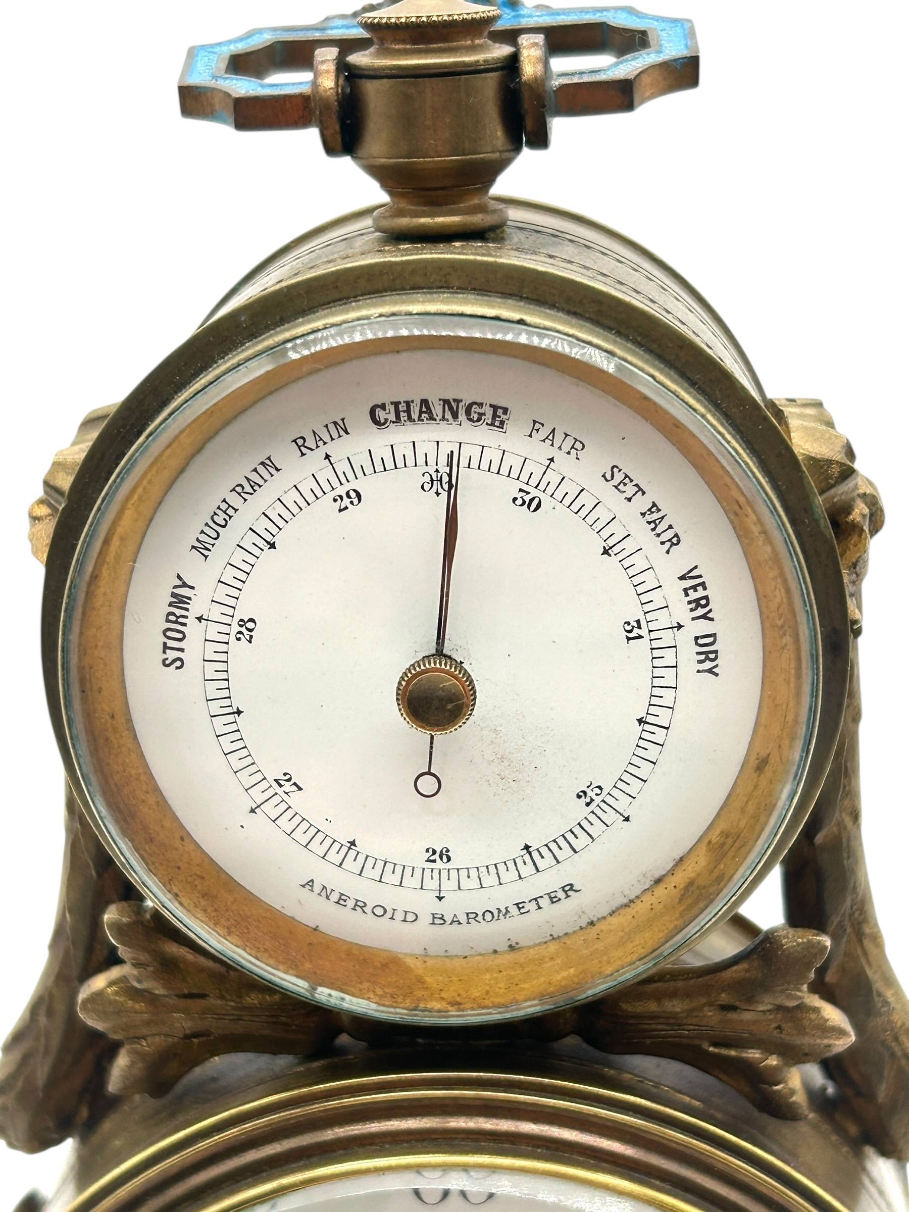 Rare Antique French Desk Clock – Combination Barometer & Mantel Clock Set C1870