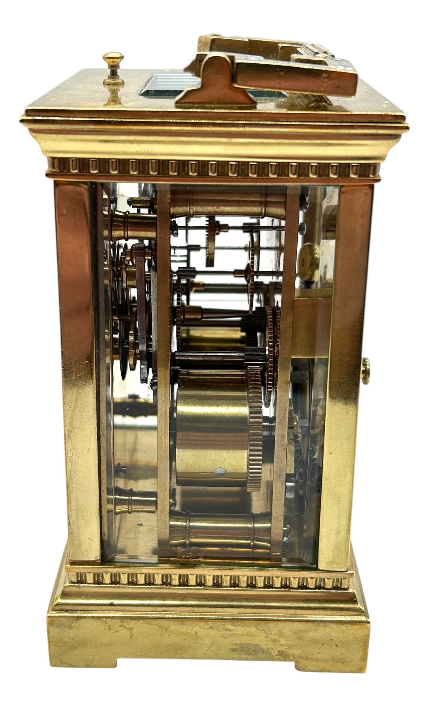 Antique French Repeater Carriage Clock – Enamelled Decoration 8 – Day Gong Striking Carriage C1890