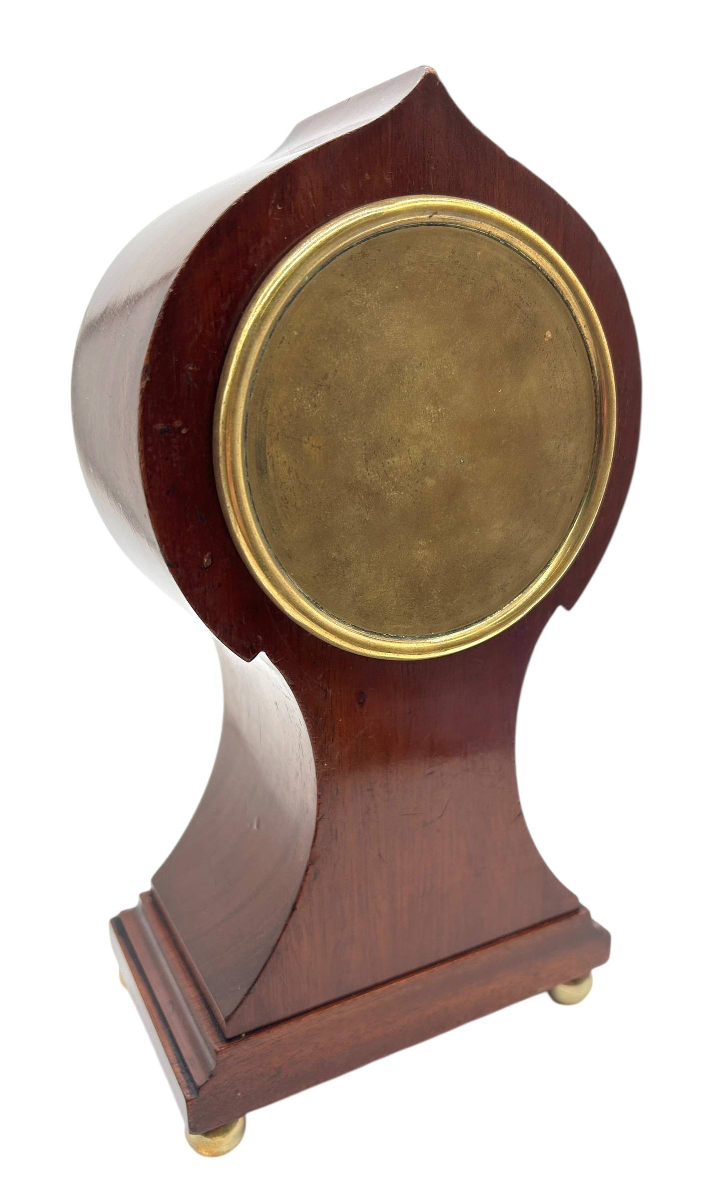 Art Nouveau Tulip Inlaid Mantel Clock – Mahogany French Timepiece with Inlay