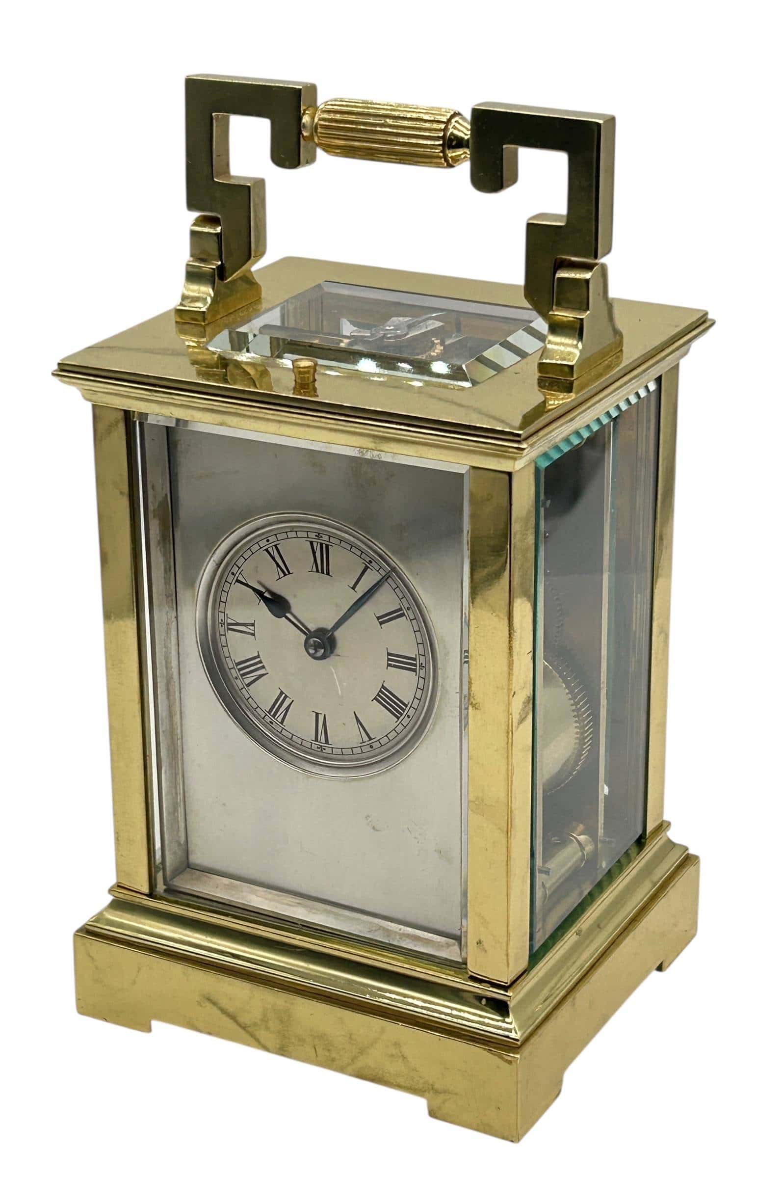 Victorian Mantel Clock Silver Masked Dial – French 8-Day Carriage Clock with Repeat Feature - Image 2