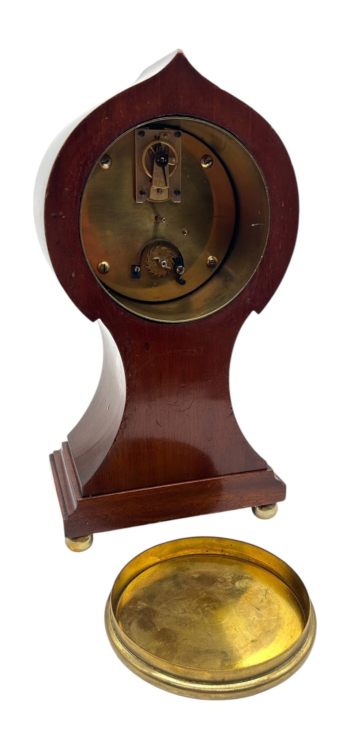 Art Nouveau Tulip Inlaid Mantel Clock – Mahogany French Timepiece with Inlay